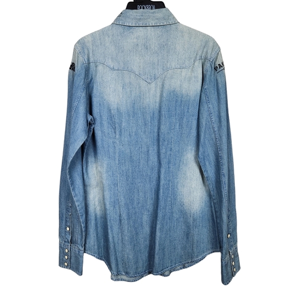 Rock & Roll Cowgirl Panhandle NWT Denim Pearl Snap Western Shirt Women's Medium - Picture 4 of 13